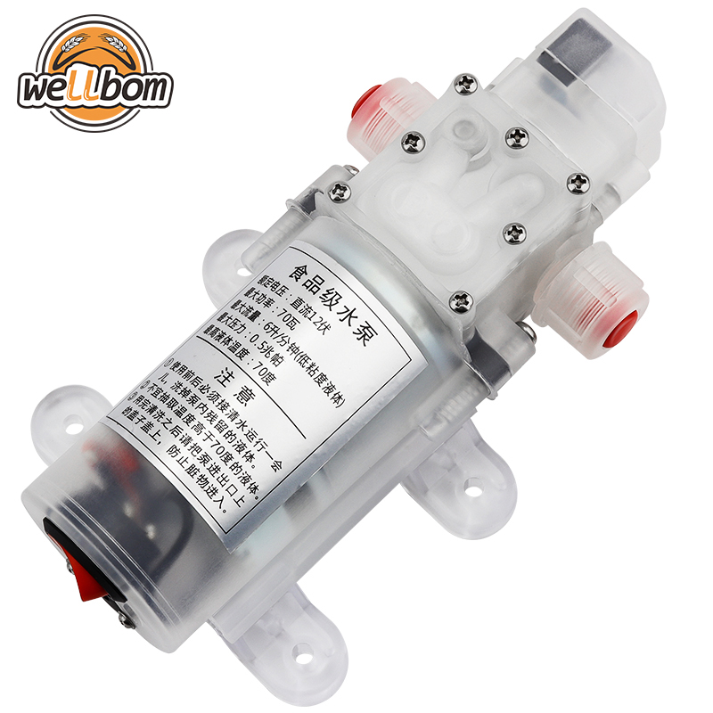 DC 12V 70W Food Grade Self-priming Diaphragm Water Pump with Switch ABS Diaphragm Water Pump 6L/min Self-priming Booster Pump
